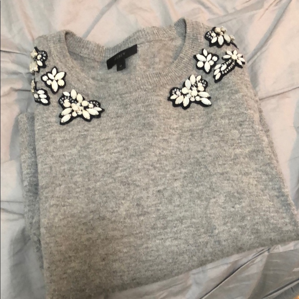 Grey embellished J CREW sweater size M